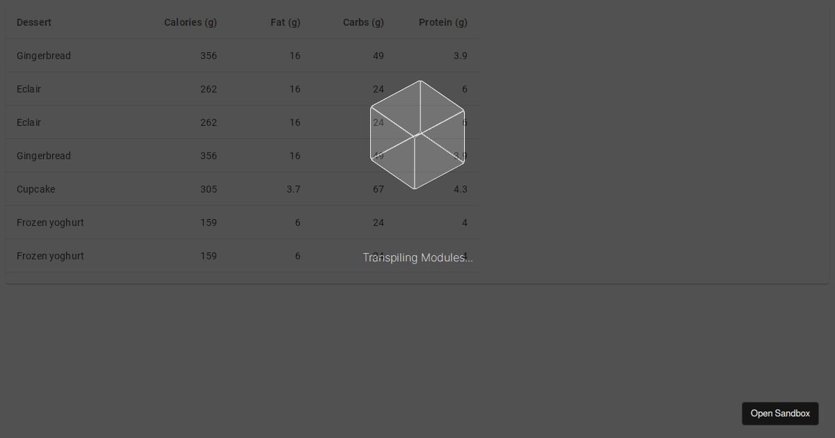 ReactVirtualizedTable Material Demo - Codesandbox