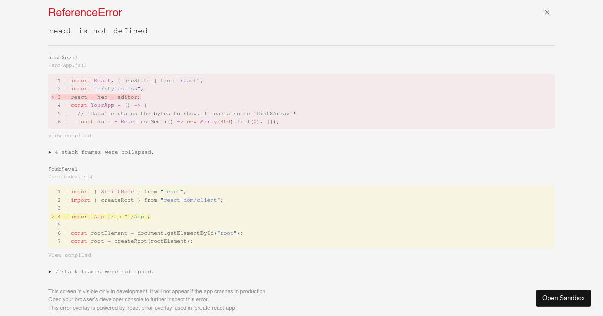my-hex-editor (forked) - Codesandbox