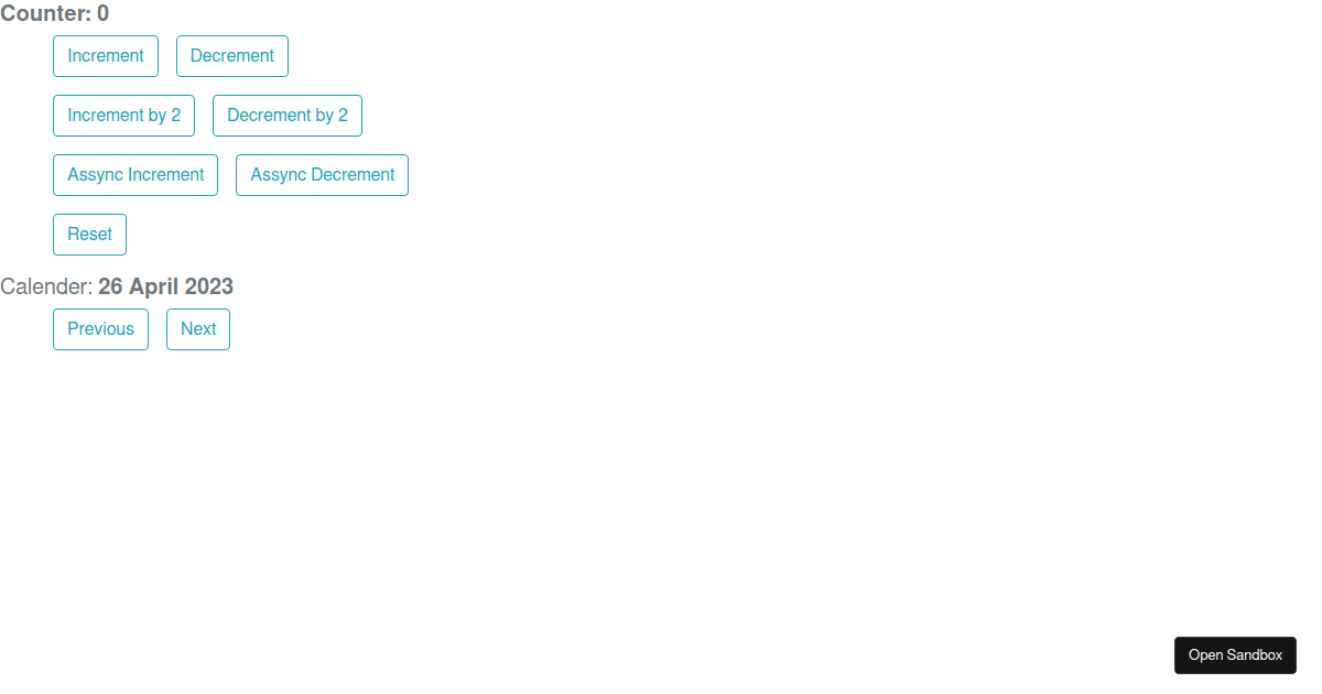 counter and simple dynamic calender string example using state react ...