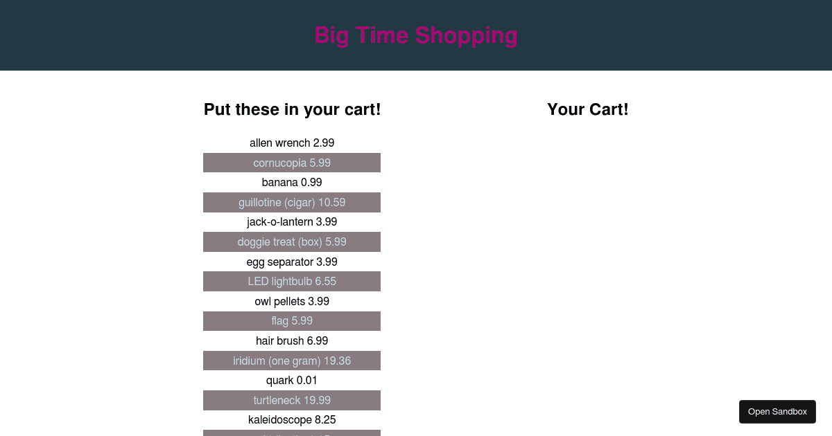 React Shopping Cart - Codesandbox