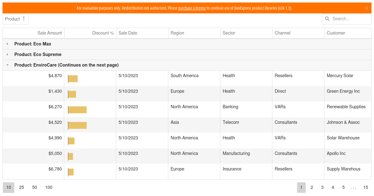 DevExtreme 24.1 - DataGrid in Shadow DOM - Codesandbox