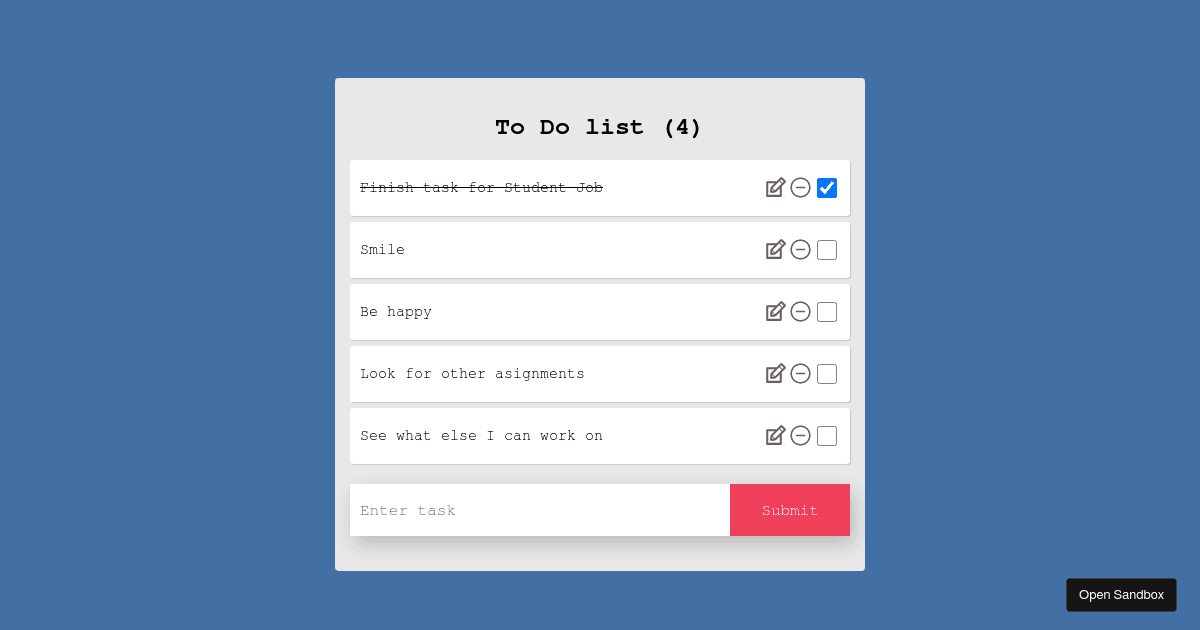Student frontend developer template (forked) - Codesandbox