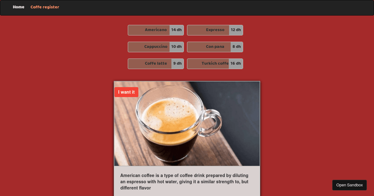 Coffee Register Example coffe-register - Codesandbox