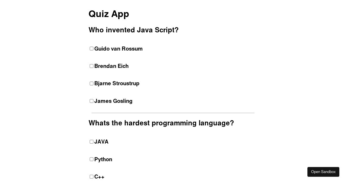 Quiz - Codesandbox