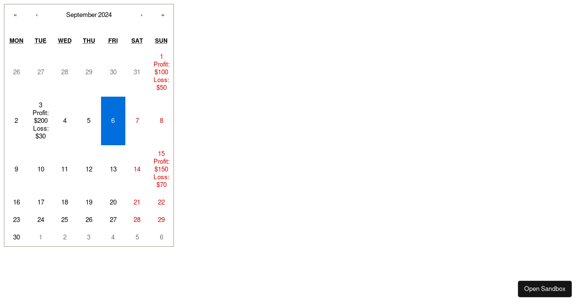 React Calendar (forked) - Codesandbox