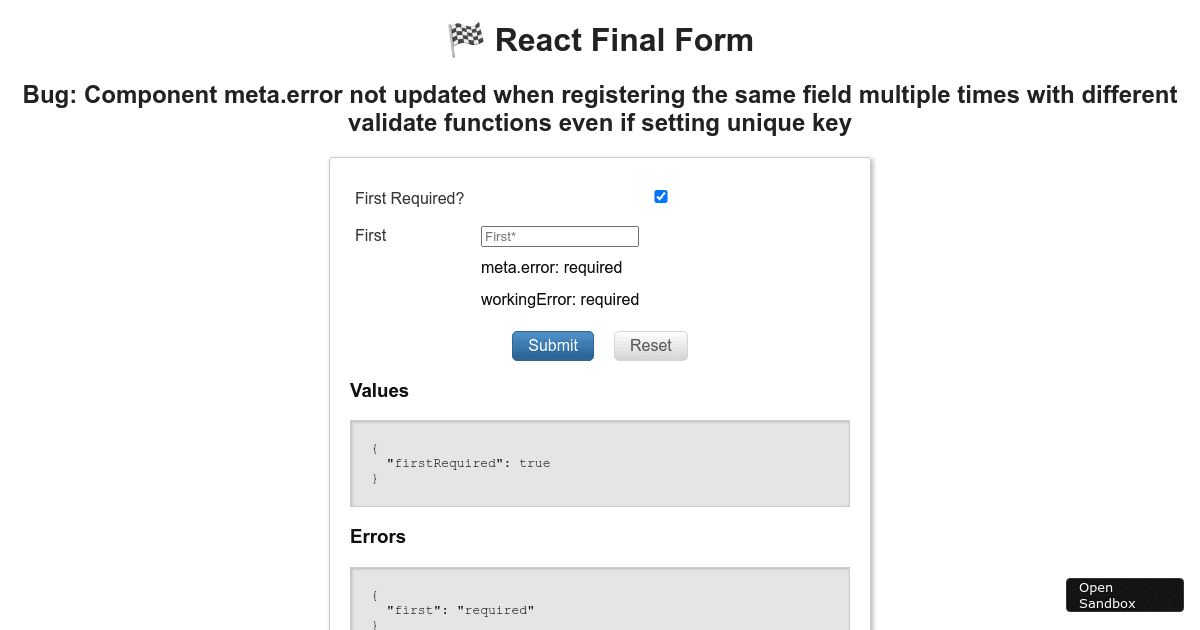 Changing Field Level Validators (forked) - Codesandbox