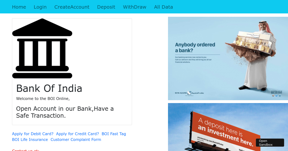 Jana Bank Project (forked) - Codesandbox