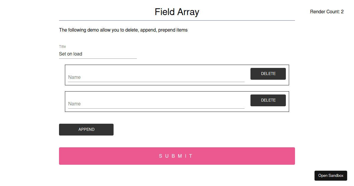 React Hook Form - useFieldArray - MUI Field defaultVals - Codesandbox