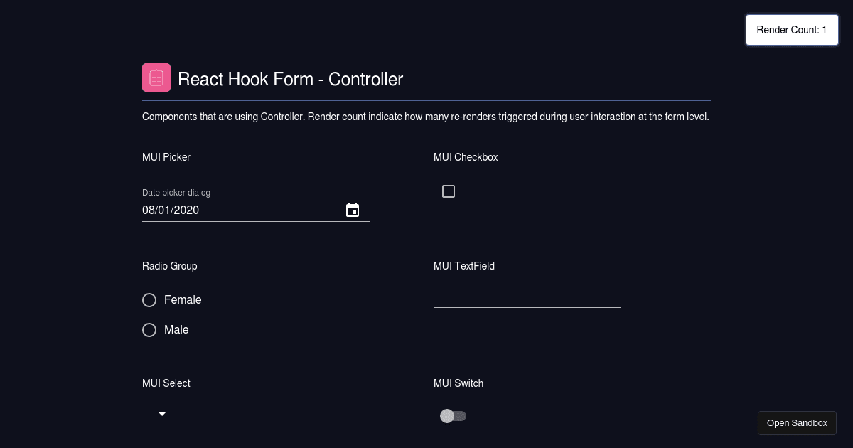 React Hook Form - V7 - Controller (forked) - Codesandbox