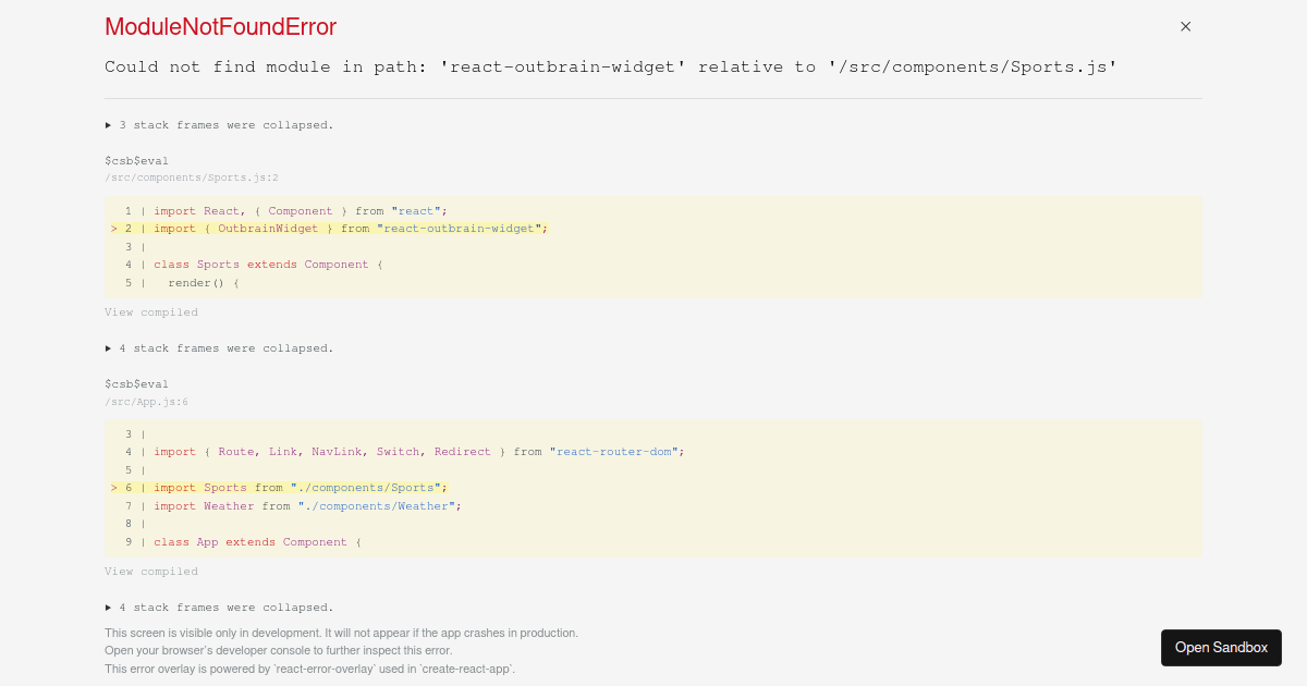 outbrain react widget example (forked) - Codesandbox