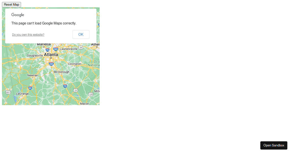 Google Maps React Library - Codesandbox