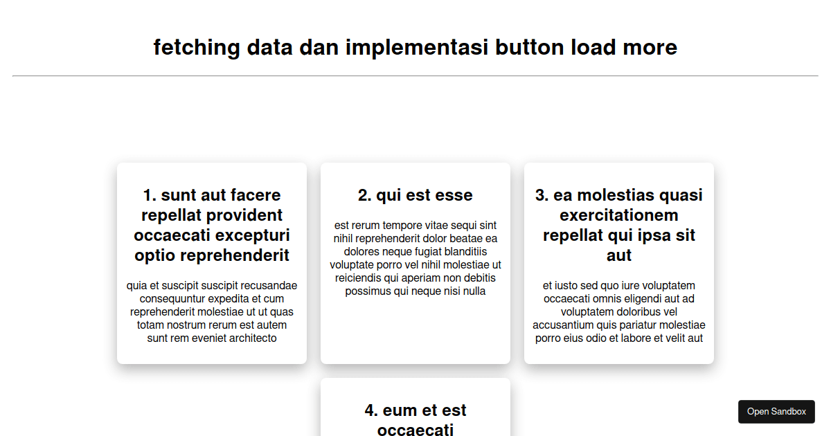 implement button load more reactjs - Codesandbox