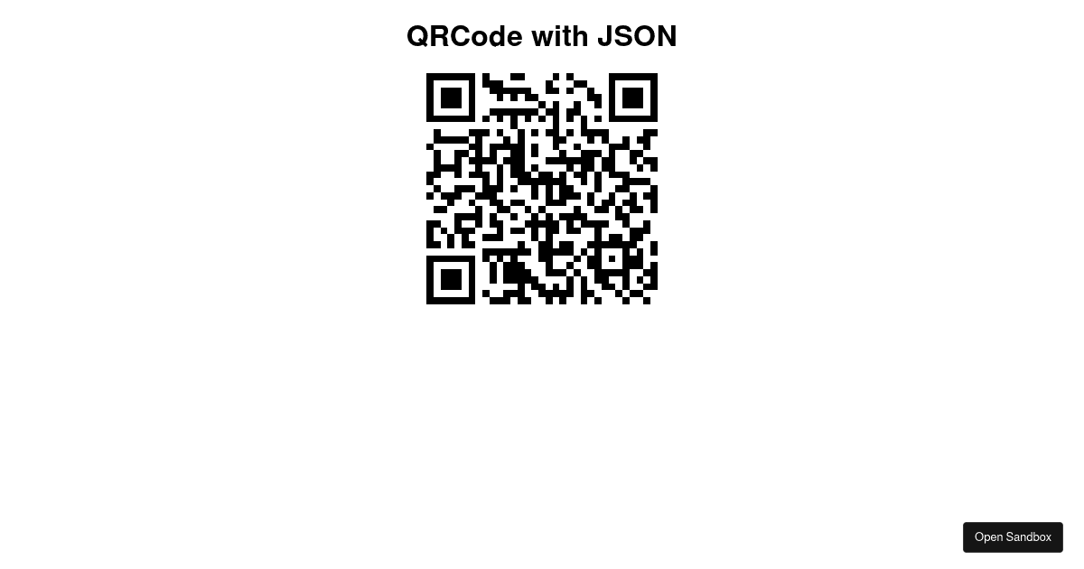 Generate QRCode with JSON data (forked) - Codesandbox