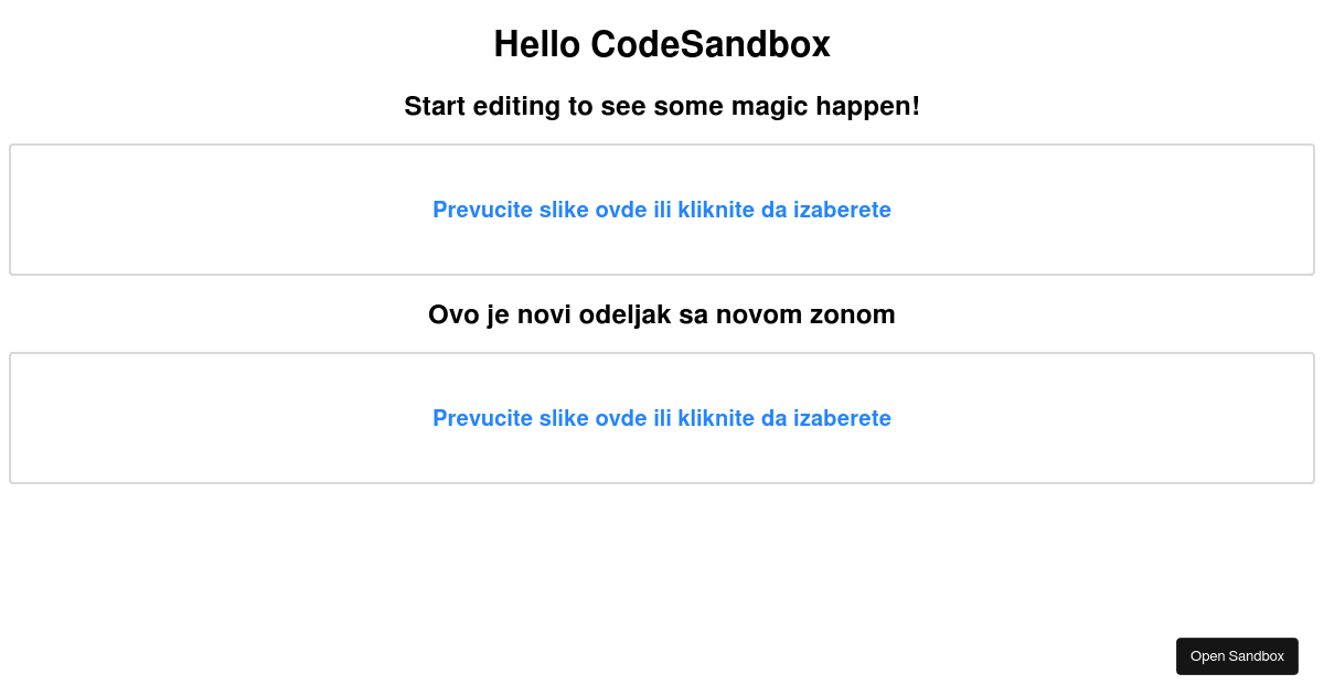 Dropzone uploader - Codesandbox