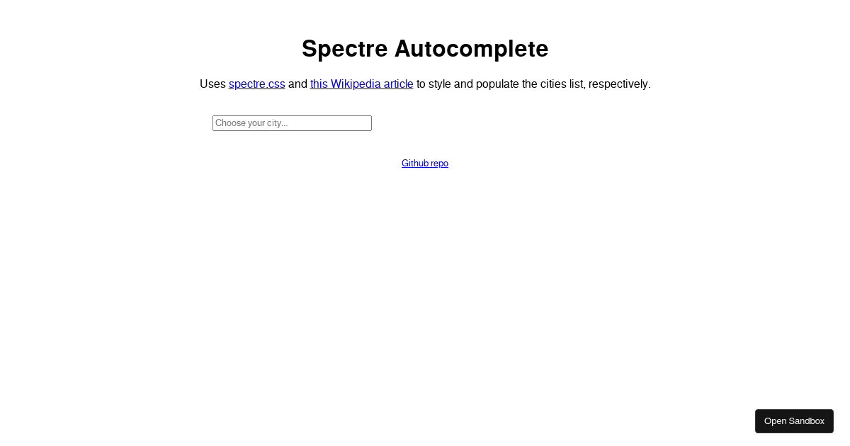 Downshift Example: Spectre.css - Codesandbox