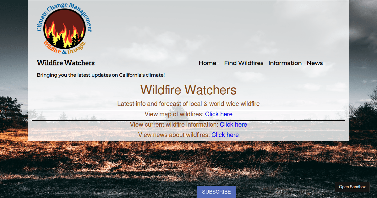 Wildfire map codesandbox