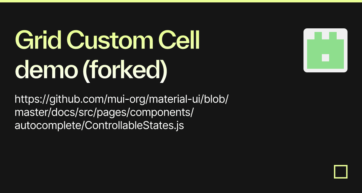 Grid Custom Cell demo (forked) - Codesandbox