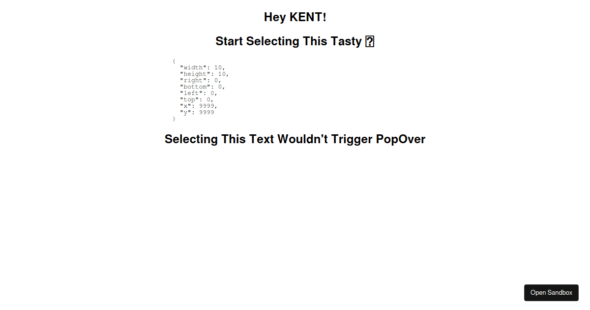 useTextSelection React Hook [WIP] (forked) - Codesandbox