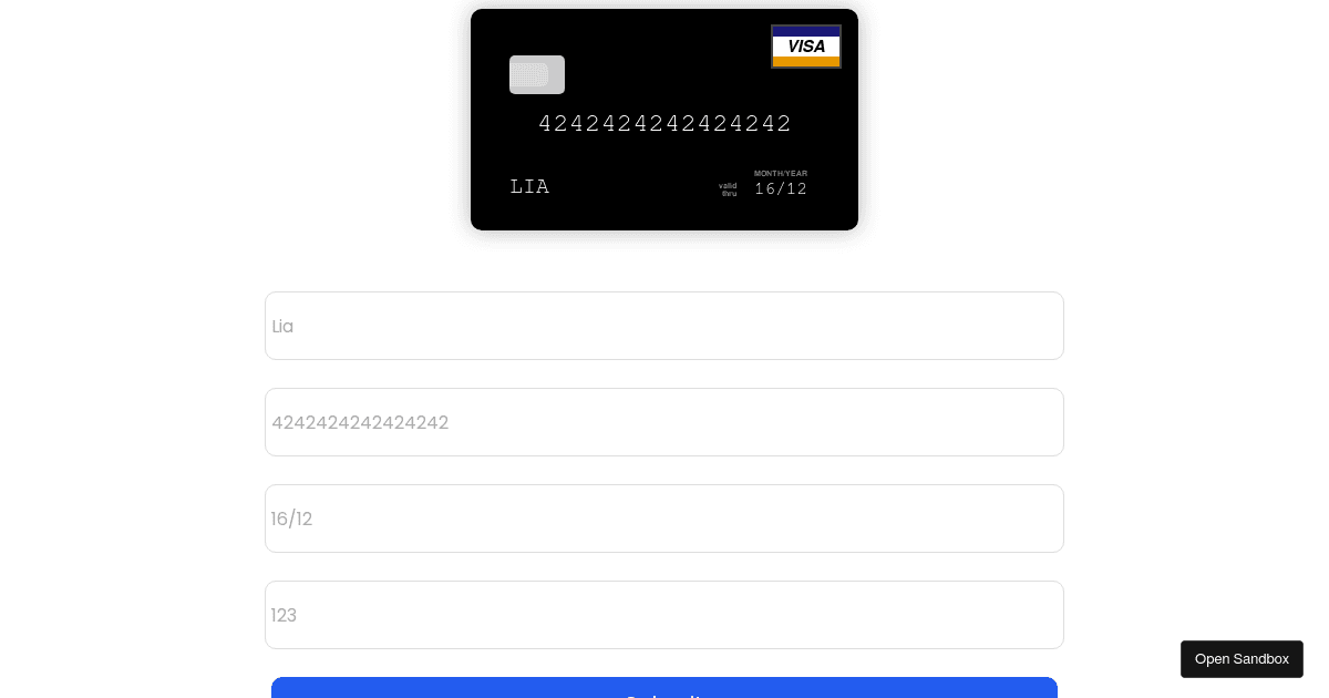 react-credit-card (forked) - Codesandbox