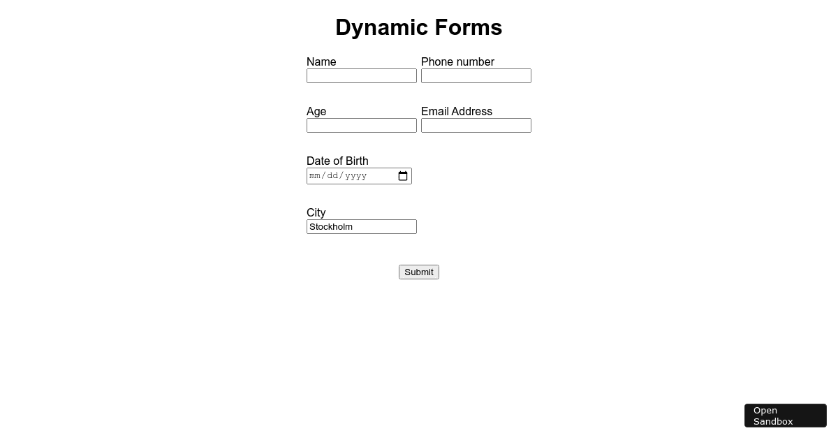 JSONSchema Forms - Codesandbox