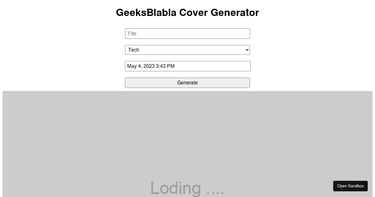 geeksblablacovergenerator Codesandbox