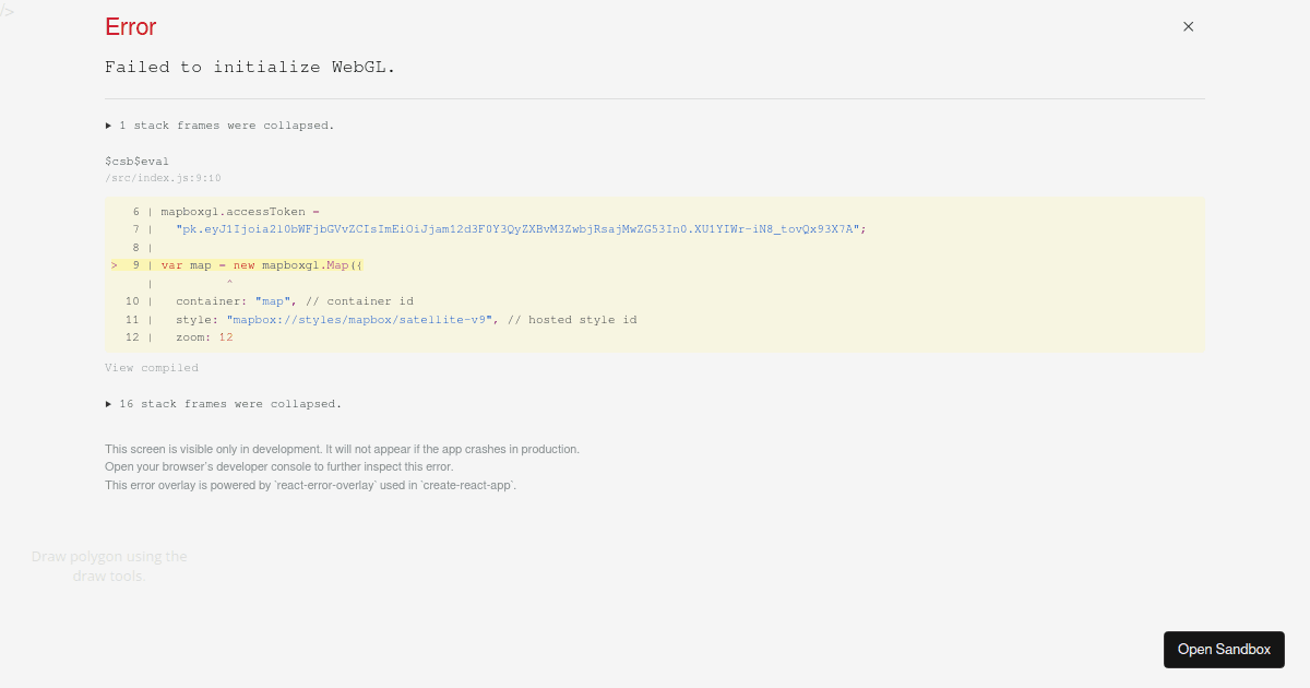 Mapbox-gl-draw example - Codesandbox