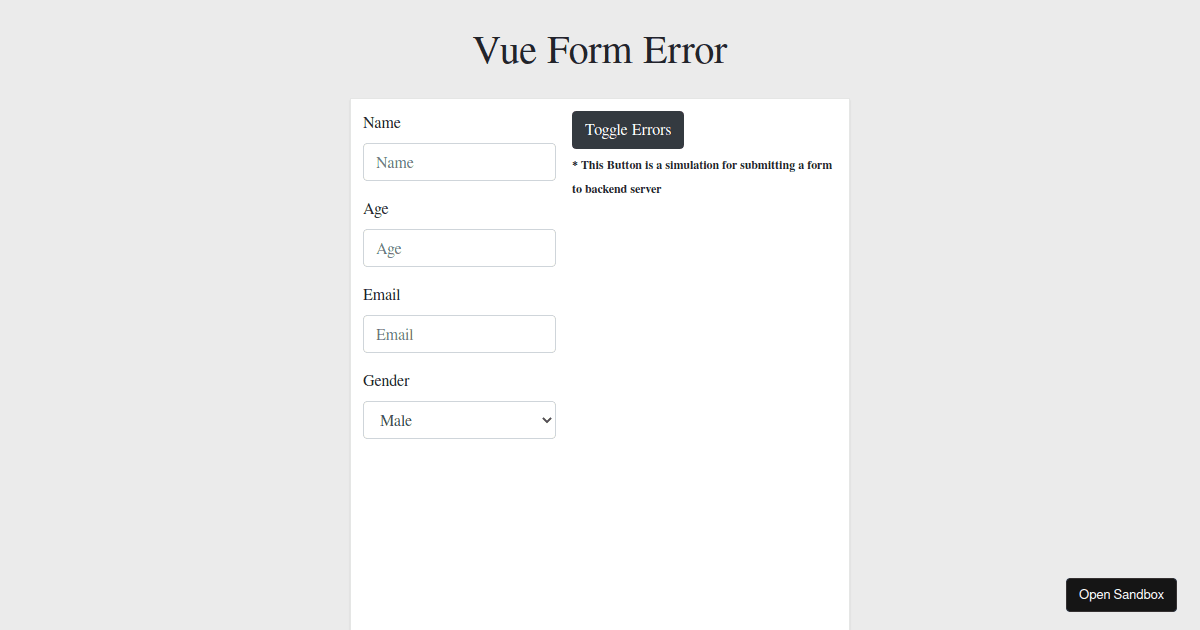 Vue Form Error - Codesandbox