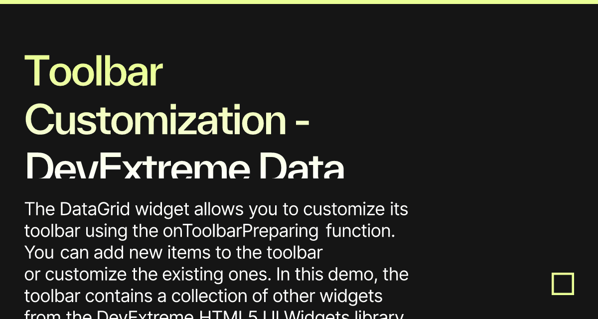 Toolbar Customization - DevExtreme Data Grid - Codesandbox