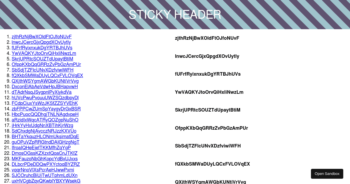 tocbot sticky menu - Codesandbox
