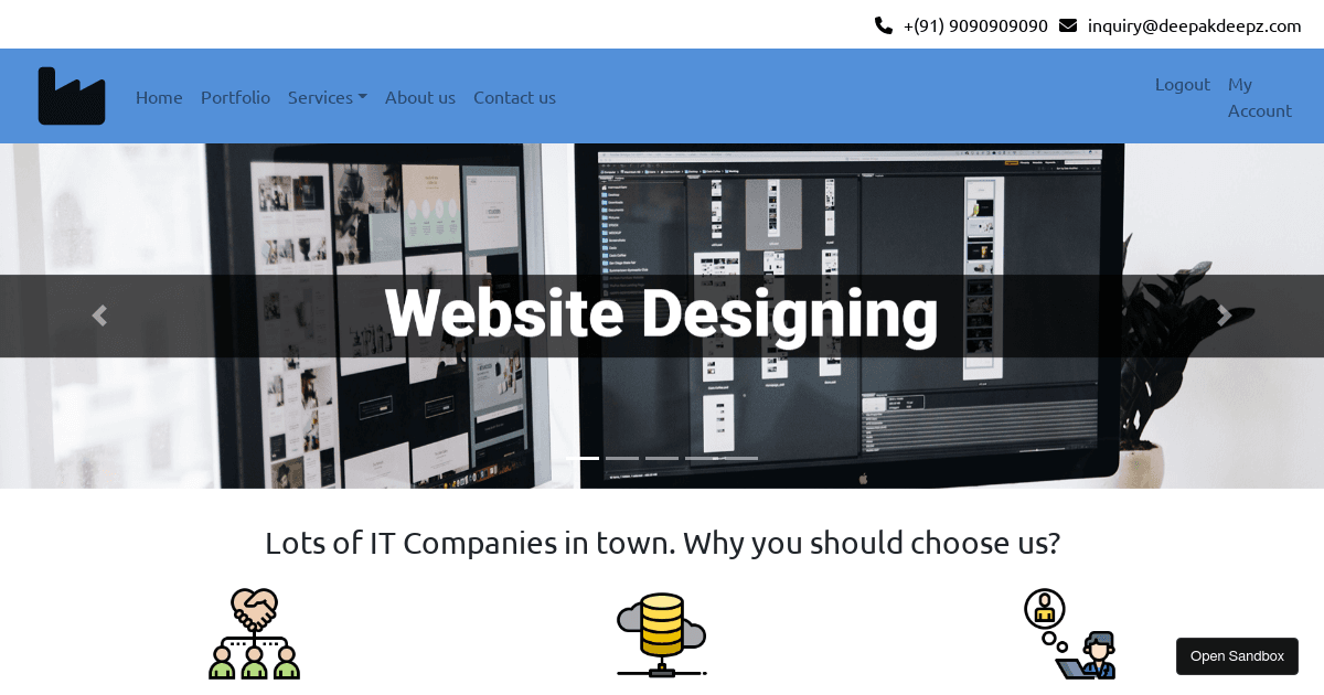 React creating Bootstrap based website - Codesandbox