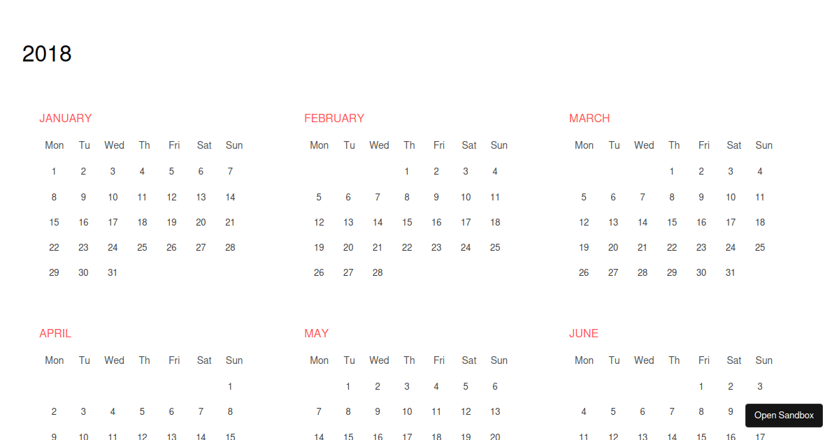 React calendar UI Codesandbox React calendar UI Codesandbox