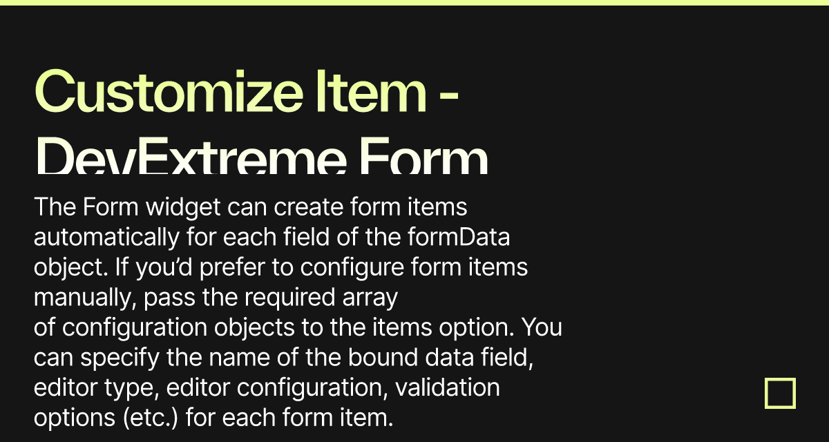 Customize Item - DevExtreme Form - Codesandbox
