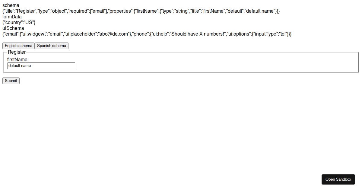 Jsonschema Forms Forked Codesandbox