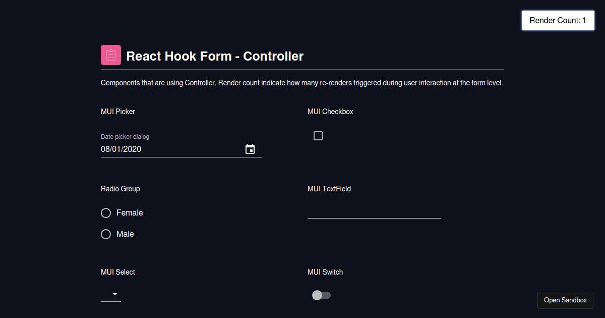 React Hook Form - V7 - Controller (forked) - Codesandbox