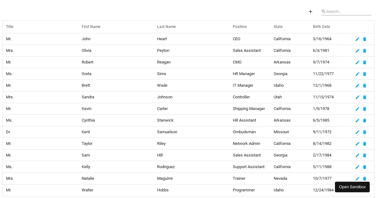 Row Editing and Editing Events - DevExtreme Data Grid - Codesandbox