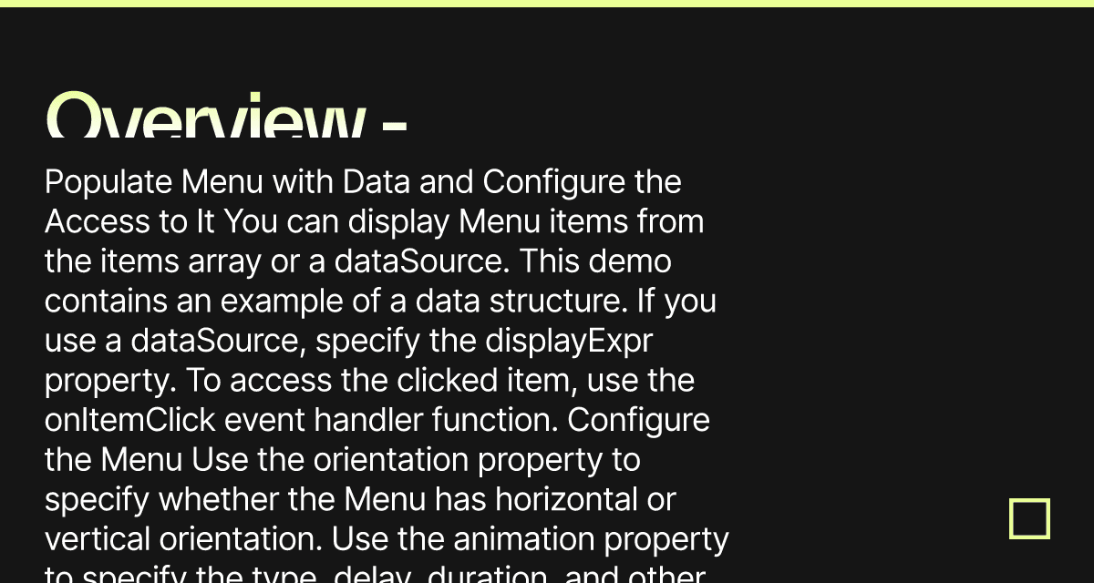 Overview - DevExtreme Menu - Codesandbox