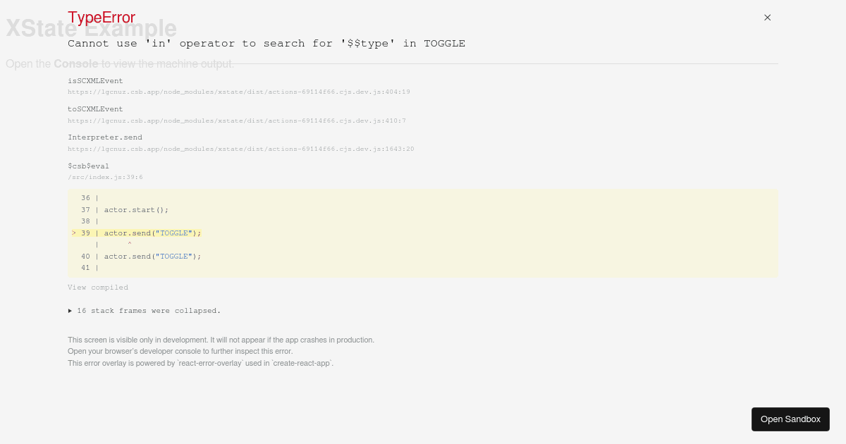 XState Example Template - Codesandbox