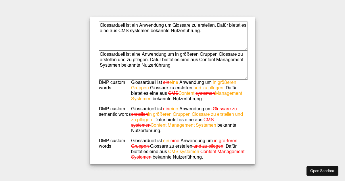 Text Diff Library Comparison (forked) - Codesandbox