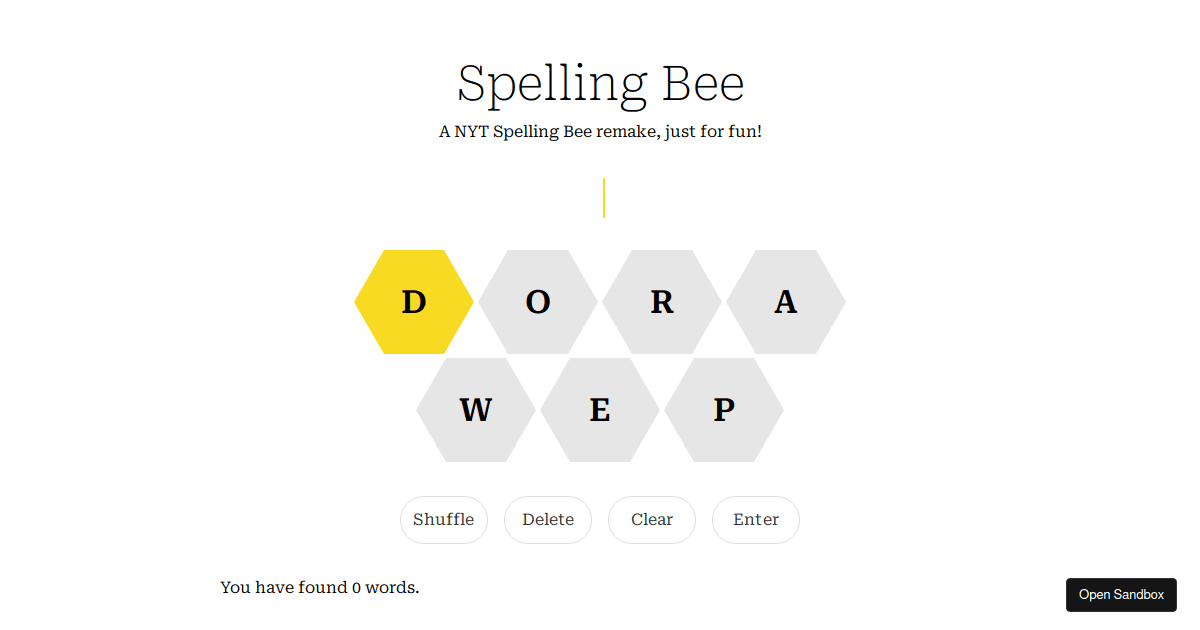 spellingbee Codesandbox