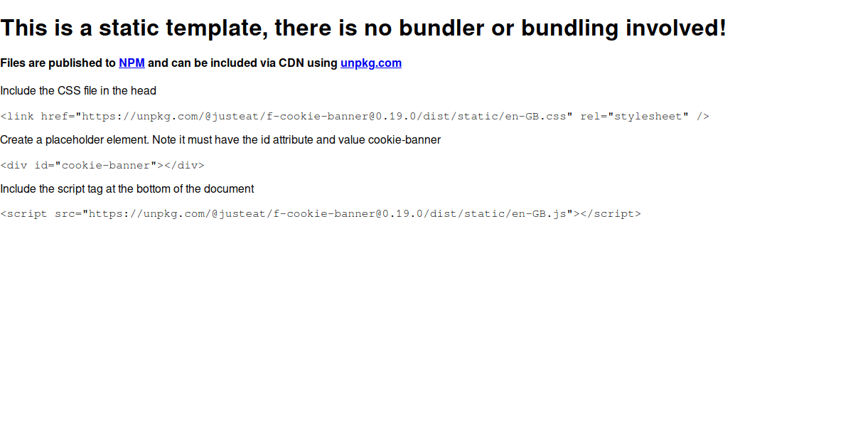 Static Cookie Banner Example Codesandbox