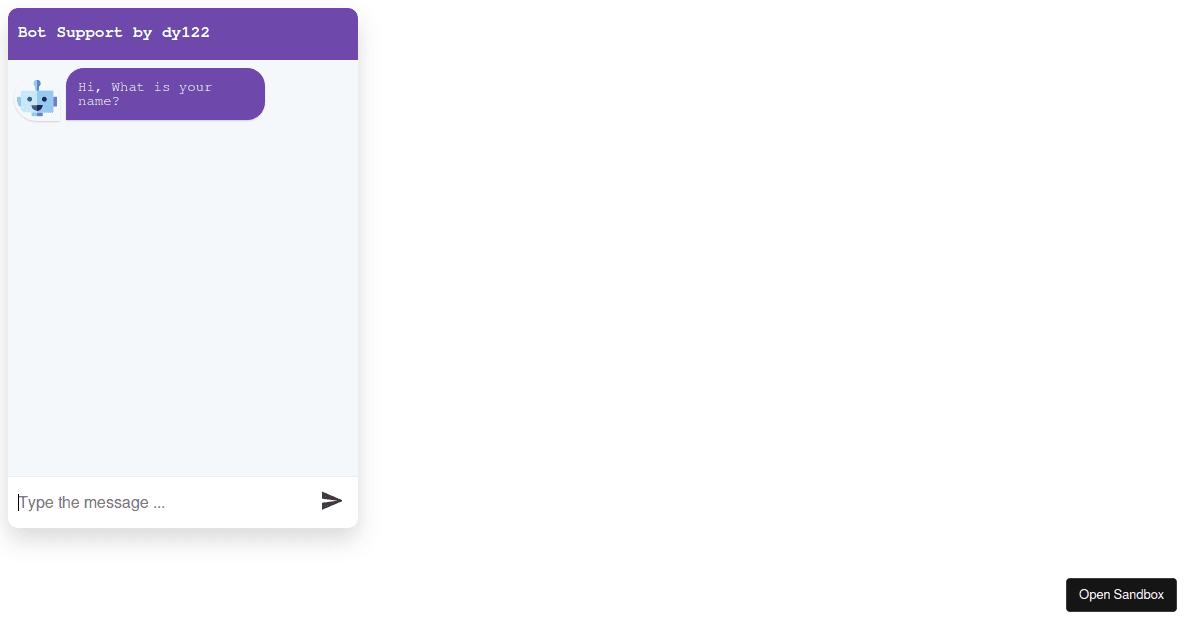 React npm simple chatbot codesandbox