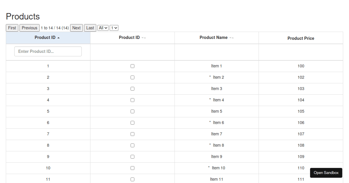 React-bootstrap-table-next - Basic Example (forked) - Codesandbox