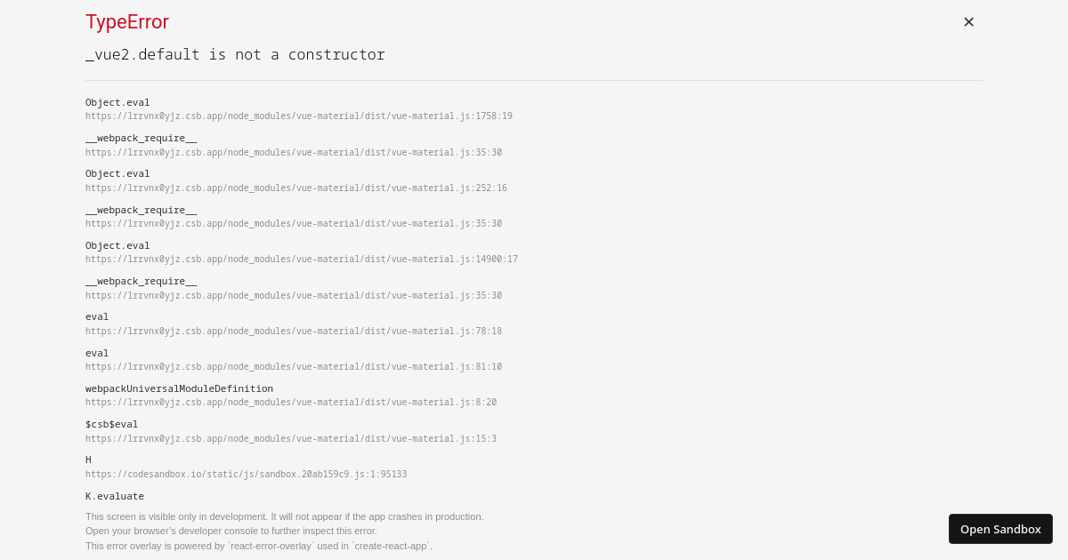 Vue Material - Quick start - Codesandbox