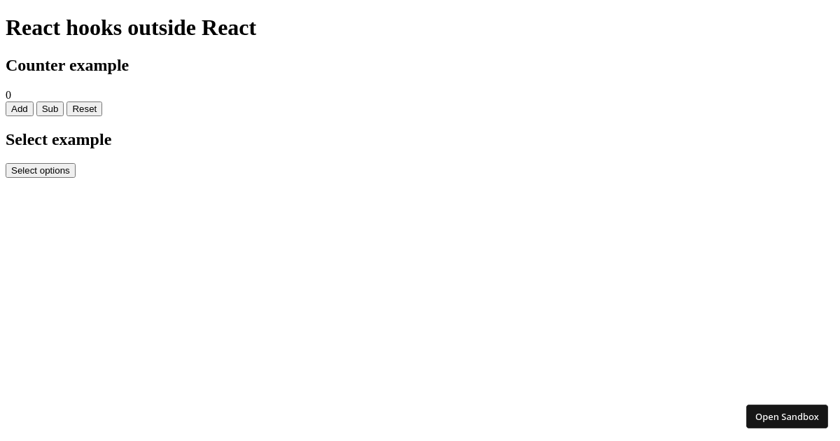 hooks outside react - Codesandbox
