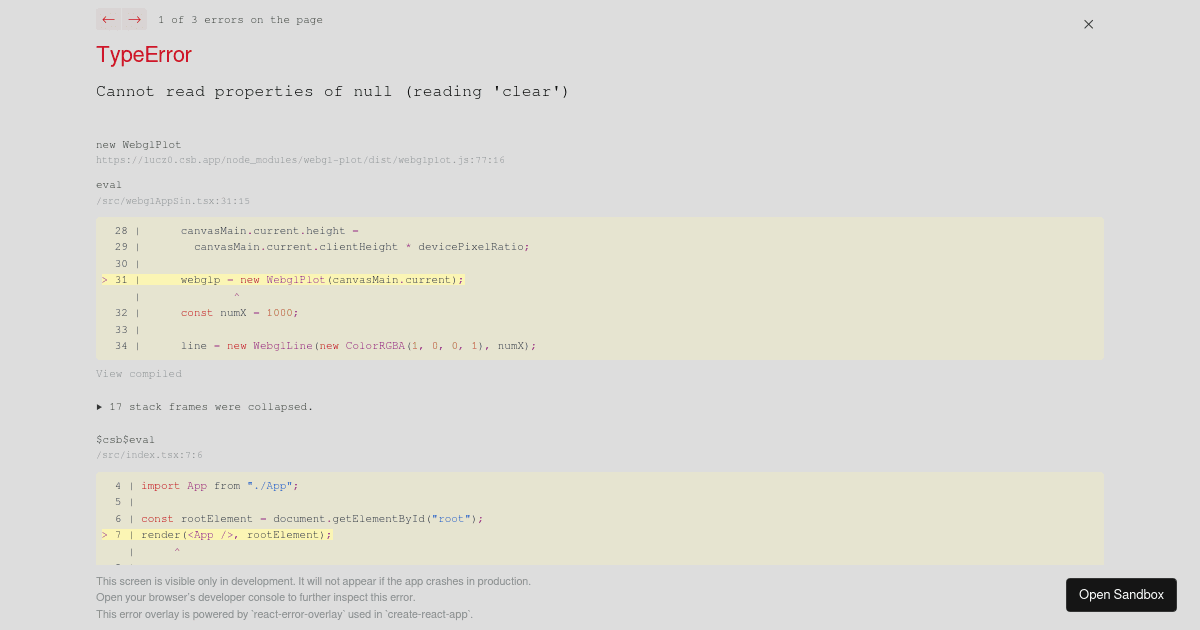 WebGL-Plot React (forked) - Codesandbox