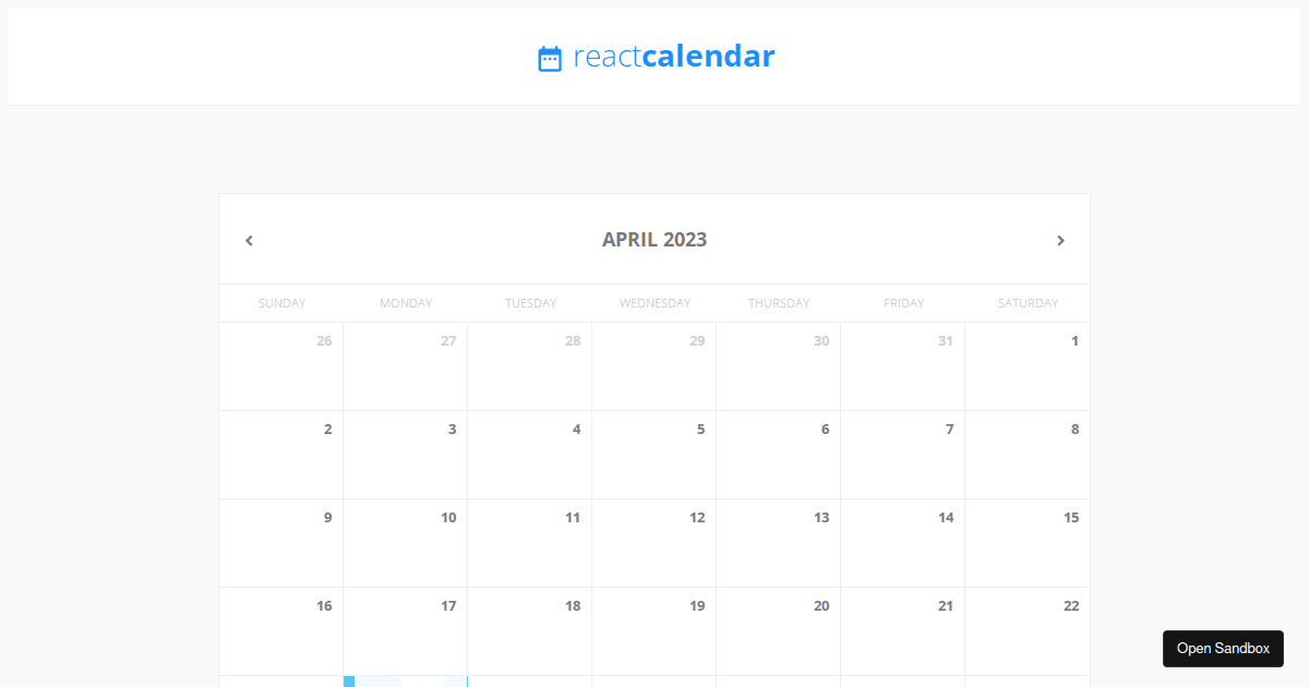 React Calendar - Codesandbox