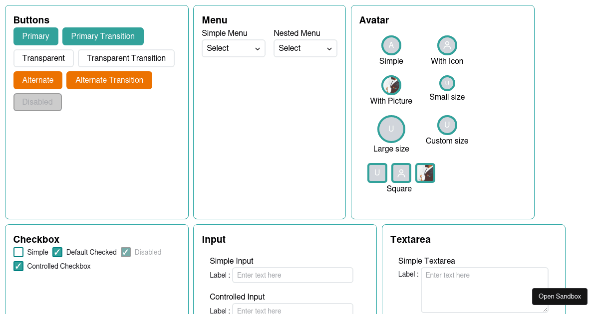 MS Custom React Components - Codesandbox