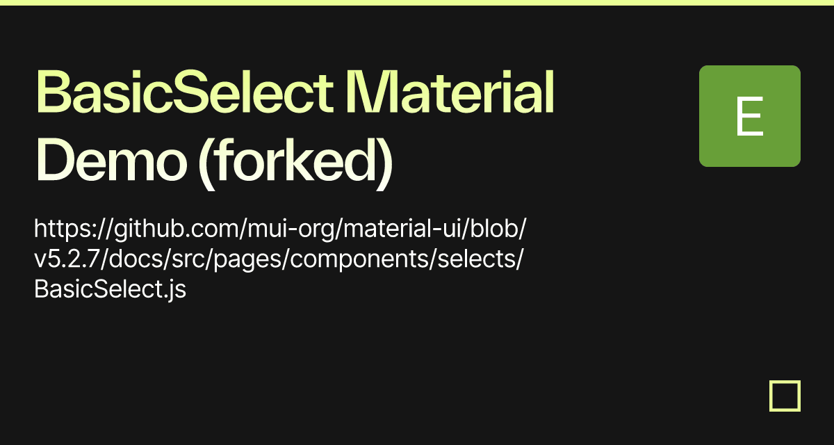 BasicSelect Material Demo (forked) - Codesandbox