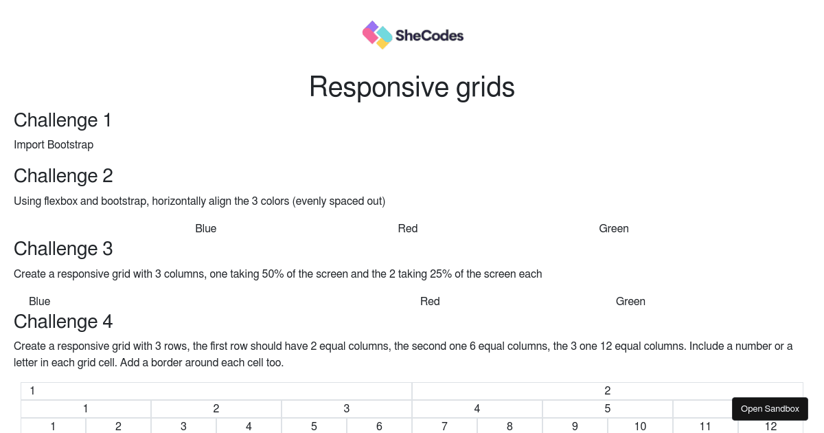 Responsive grids challenge (forked) - Codesandbox