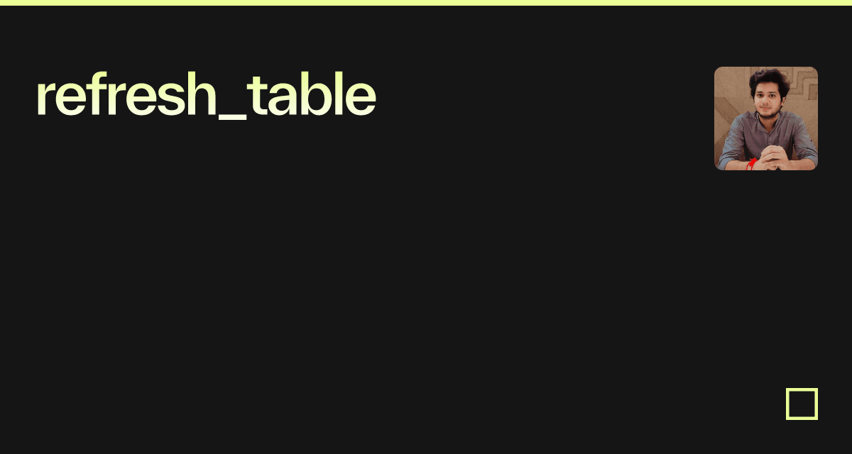 Refresh Table Codesandbox Refresh Table Codesandbox